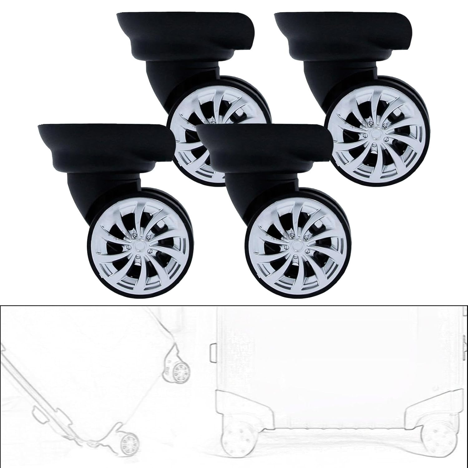 Ronyme 4X Suitcase Caster Wheels Replacement Luggage Suitcase Wheels,Flexible Luggage Accessories, Swivel Wheels Replacement image number 2