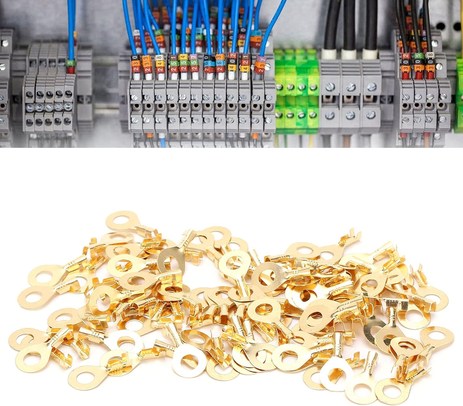 Brass Ring Cold Pressed Terminal, M6 Lug Ring Terminal Sealing Effect Cold Pressing Ring Terminal for Cable Connecting image number 4