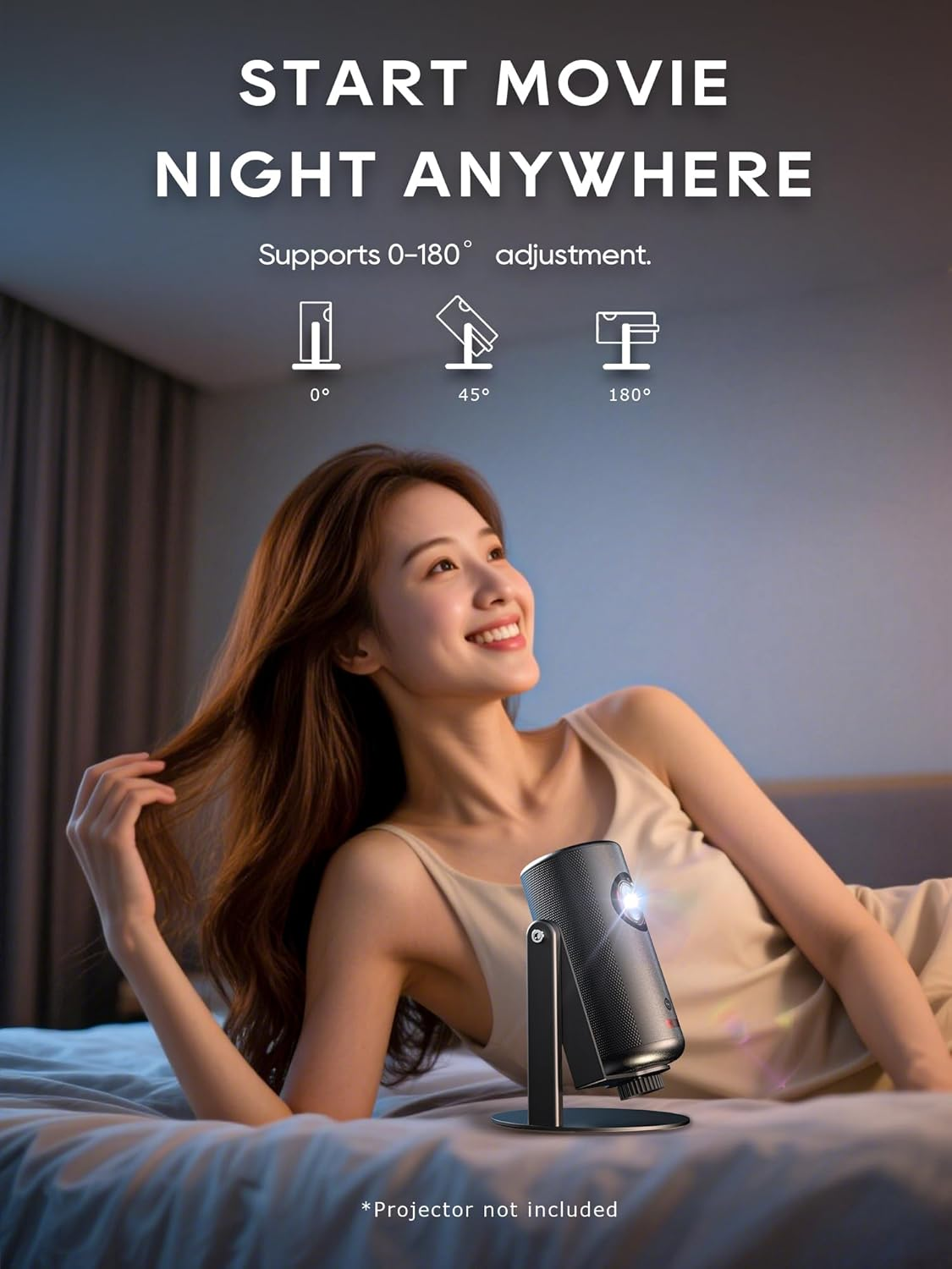 Haweah Projector Stand for Nebula Capsule Series & XGIMI Halo+(New) Works with Capsule 3/Air/Pro, Mini Projectors | Ceiling & Wall Projection, Height Adjustable, 360&deg; Rotation | 1/4-Inch Screw(A-Black image number 5