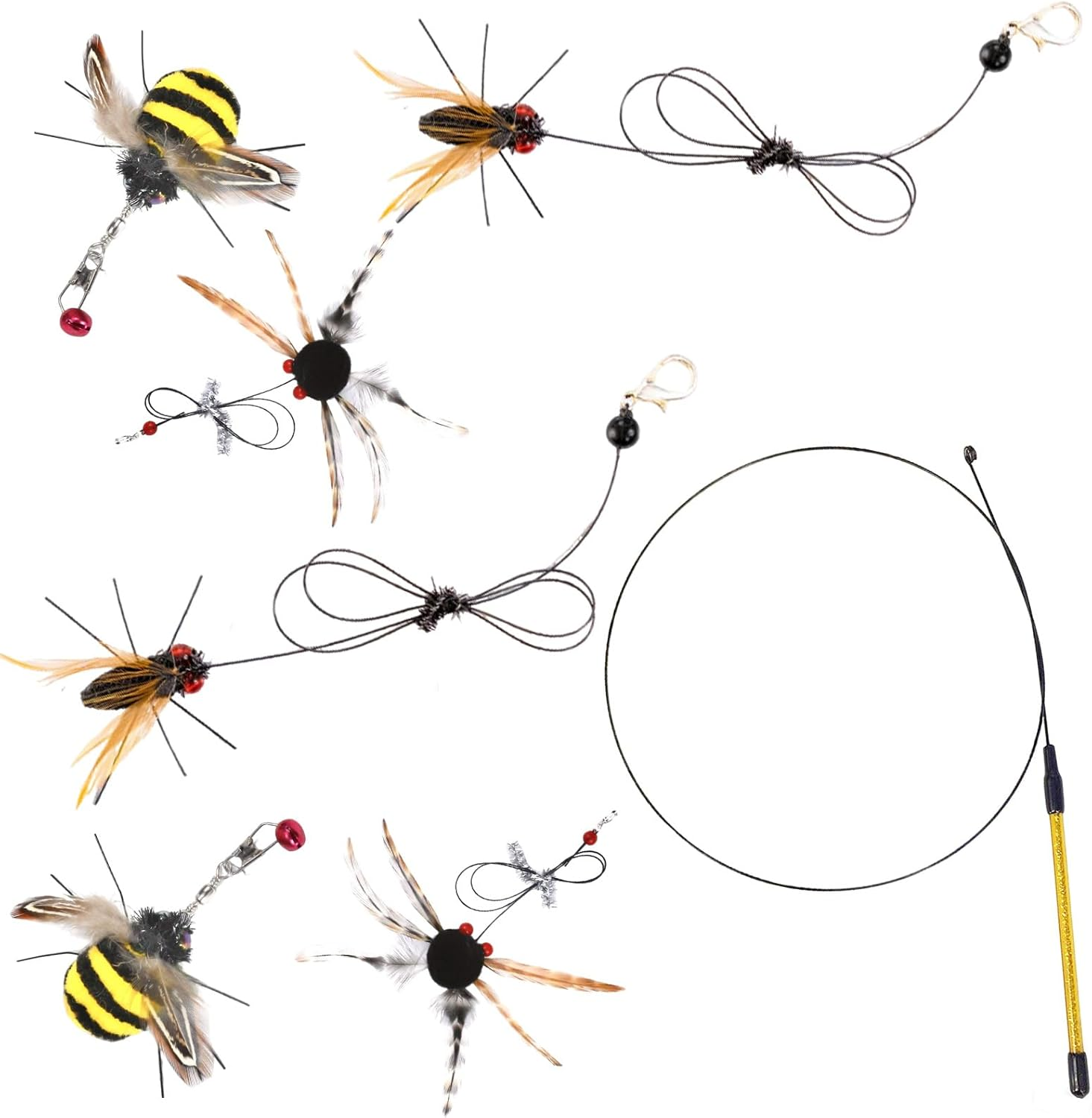 Funnaura 7 Pcs Cat Wand Set, Cat Wand Toy with 6 Pcs Cat Toys Replacement image number 3