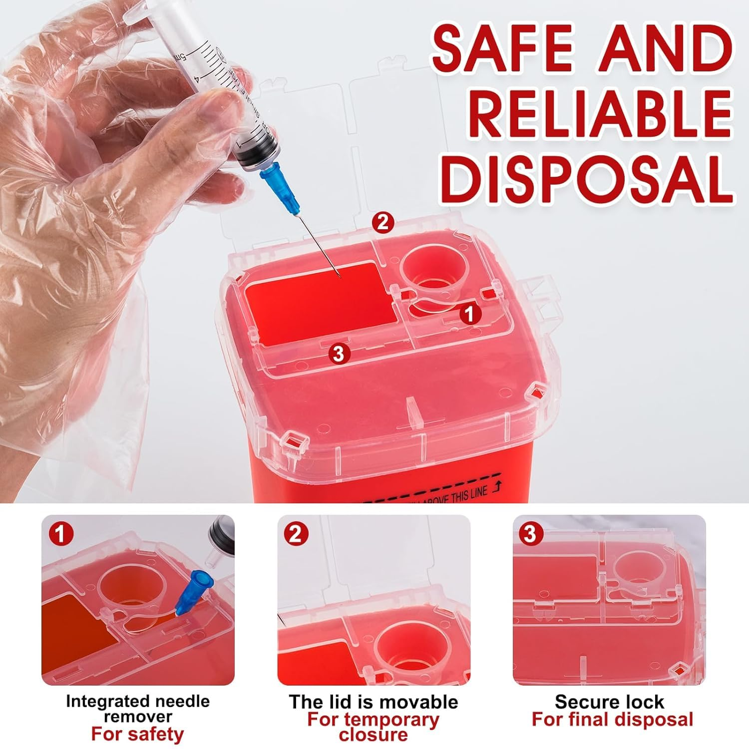 Portable Sharps Container, Designed for Safe and Convenient Handling of Insulin Needles, Pen Needles, and Other Medical Sharps during Travel or at Home and Office, 2 Packs
