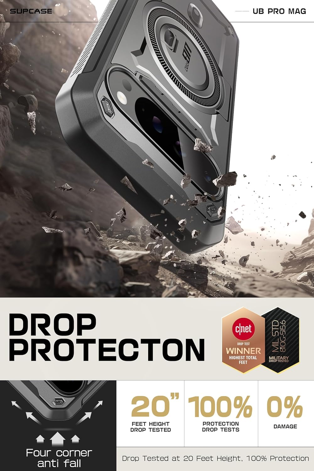 SUPCASE for Google Pixel 9 Pro XL Case with Stand (Ubpro Mag), [Support Magsafe] [Built-In Screen Protector & Belt Clip] [Military-Grade Protection] Magnetic Phone Case for Pixel 9 Pro XL, Black image number 6