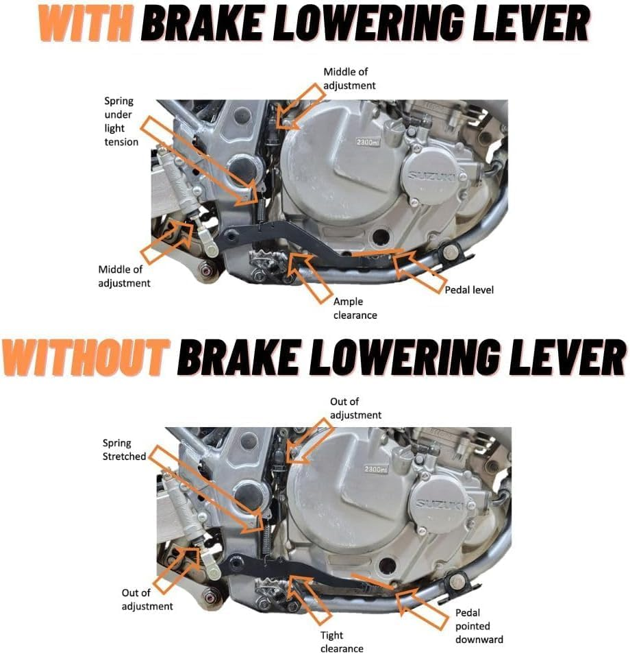 Dango Design (Upgraded 2025) DR650 Footpeg & Rear Brake Lever Lowering Kit | Fits 1996-2024 | 2"/50Mm Lower than Stock image number 4