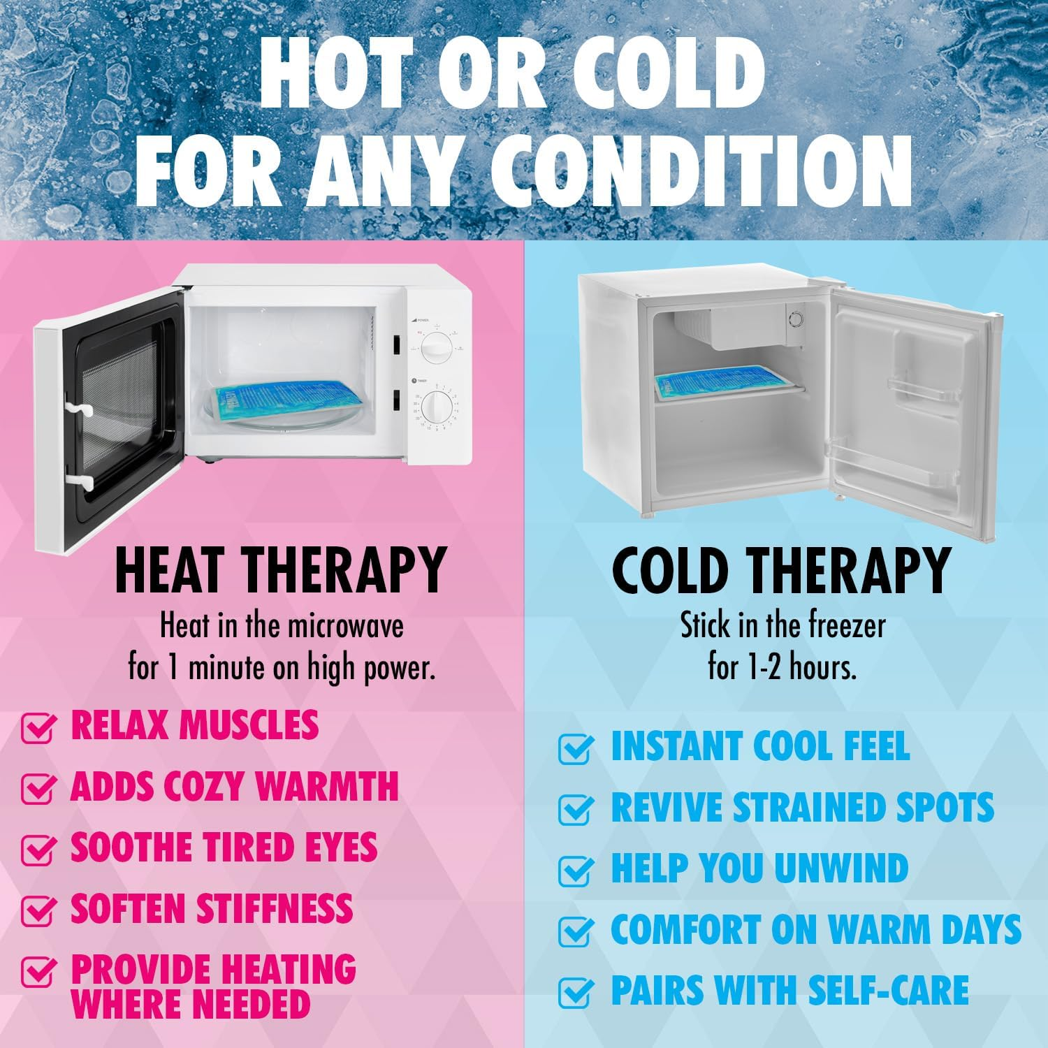 Reusable Soothing Gel Ice Pack, Ice Packs for Discomfort, Heat Pack for Hot & Cold Compress, Flexible Ice Pack (Blue) image number 5