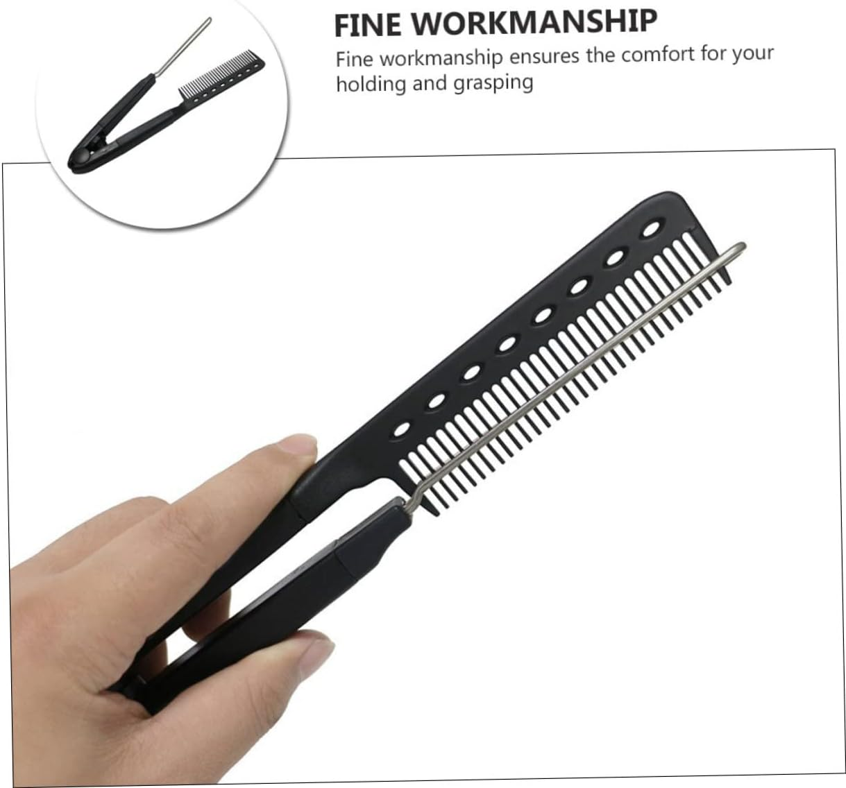 Garneck 1Pc Shaped Hair Straightening Comb Professional Hairstyling Tool for Effortless Straightening Durable Comfortable Grip for All Hair Types Smooth Teeth Design to Prevent image number 3