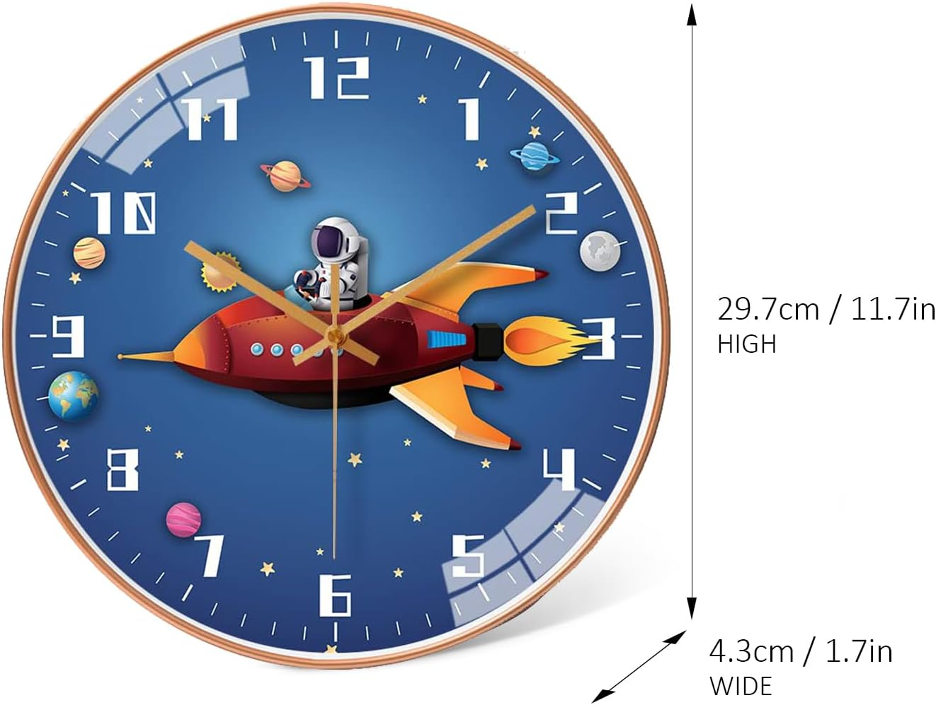 Space Silent Creative Wall Clock, Silent Time Operated for for Office, Classroom, Bedroom, Bathroom, Living Room, Restaurant, Hotel,Children'S Room，Kitchen， Etc.(30 Cm/ 12")&hellip; - Silvery image number 4
