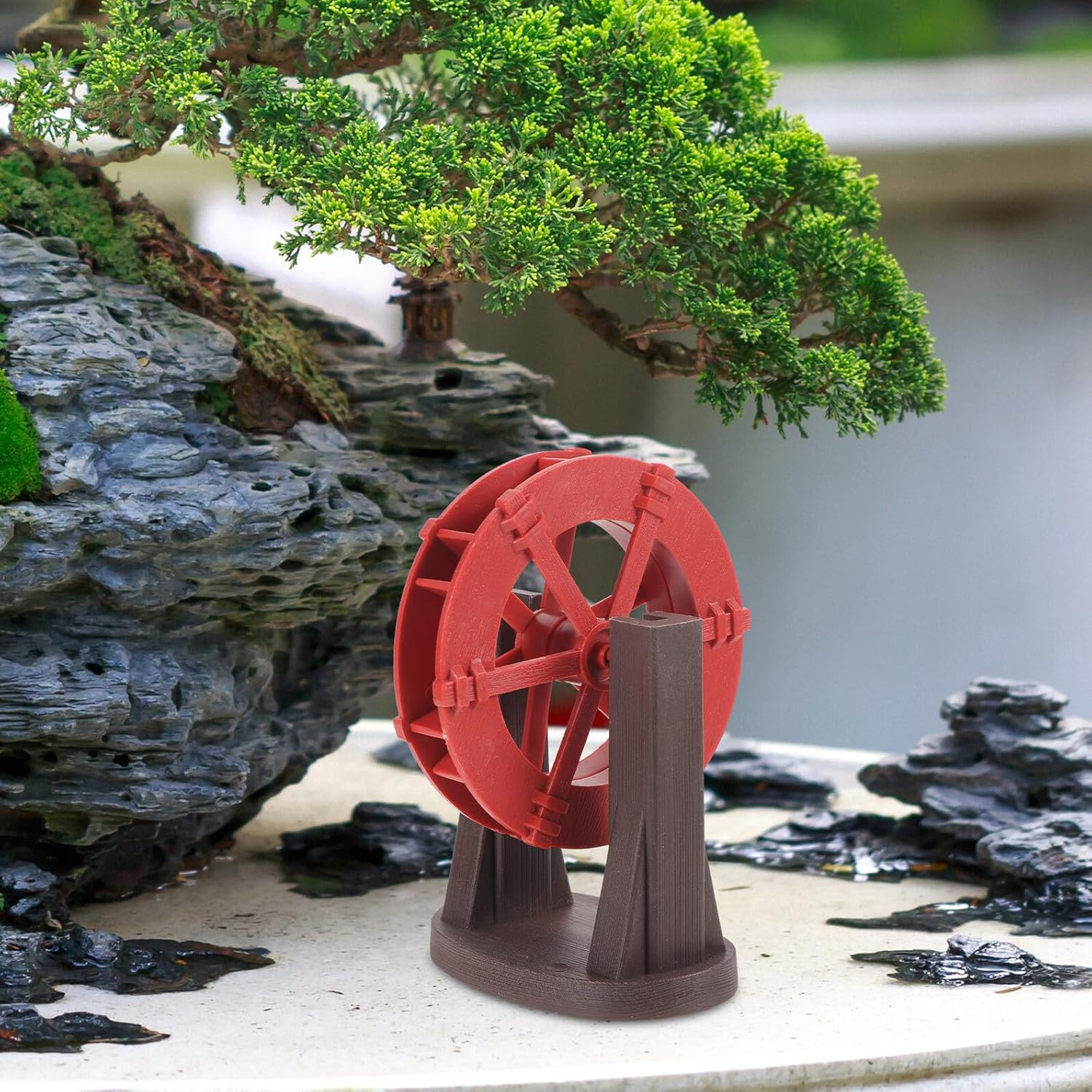 INOOMP Water Wheel Fountain Accessory for Aquarium Garden Decor Lightweight Micro Water Wheel for Fish Tank Scene Layout Ornament image number 2