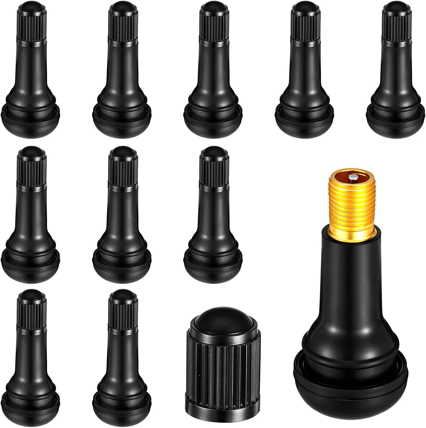 10 PCS Tire Valve Stems Set, TR413 Tubeless Valve Stems, Snap-In Rubber Tire Valves for 0.453" Tubeless Rims, Universal Durable Black Replacement Stem Fit for Cars, Trucks, Trailers, Lawn Mowers image number 6