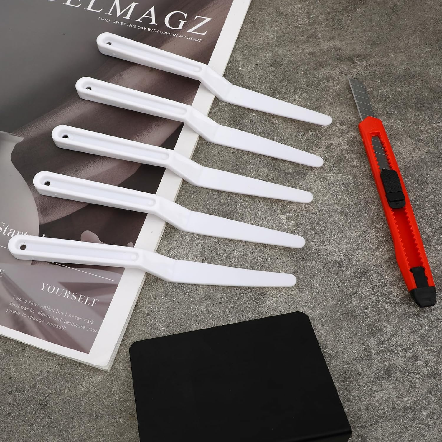 5 Pack Window Tint Shank Squeegee Tools, Corner Shank Gasket Squeegee Scraper Vinyl Wrap Tools Flat Lip Film Installation for Car Window Tinting, White image number 5