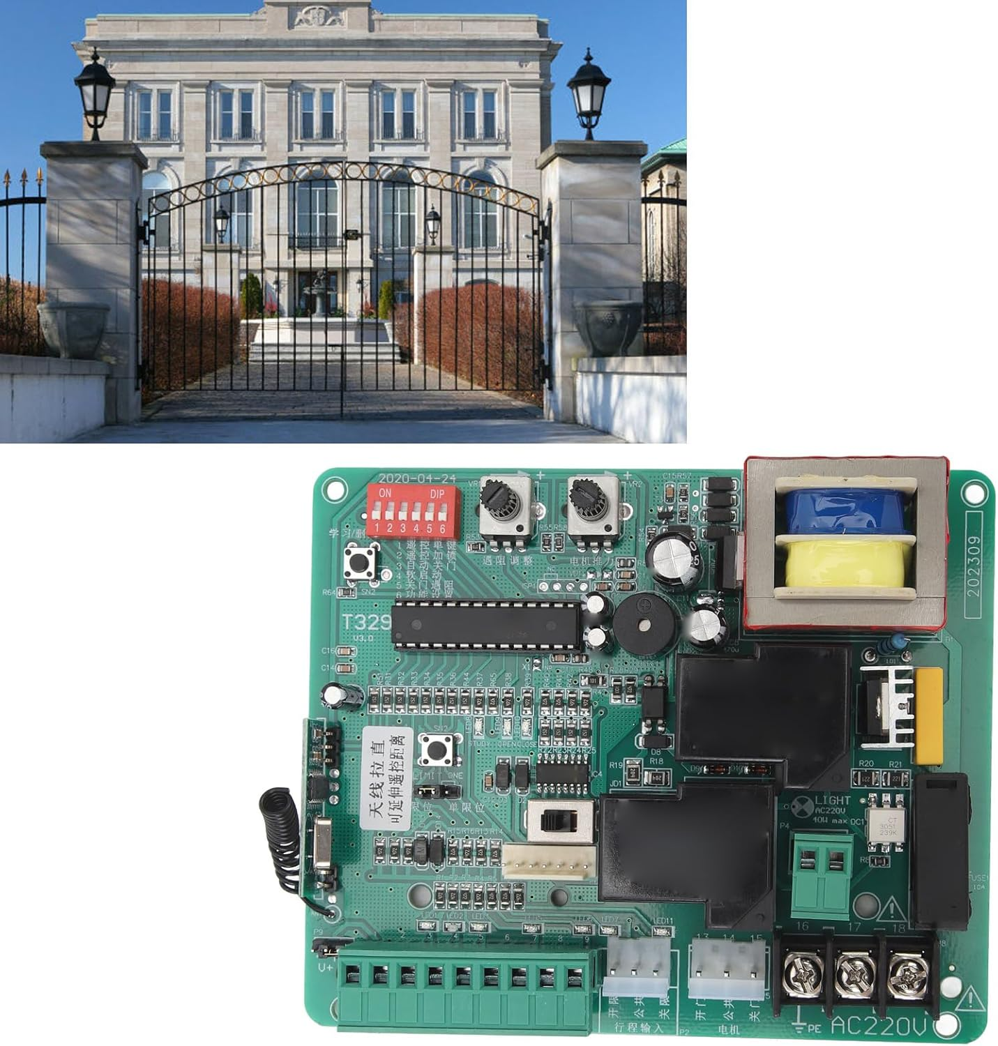 Control Board for AC Sliding Gate Opener, Universal Main Electronic Control Board with LED Indicator, Sliding Gate Motor Replacement Accessories