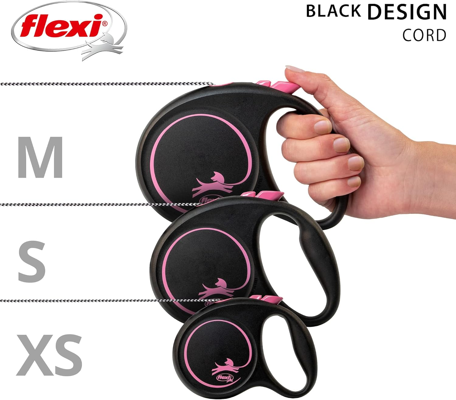 Flexi&reg; Black Design S Rope 5 M Black/Pink Roll Lead for Dogs up to 12 Kg image number 6