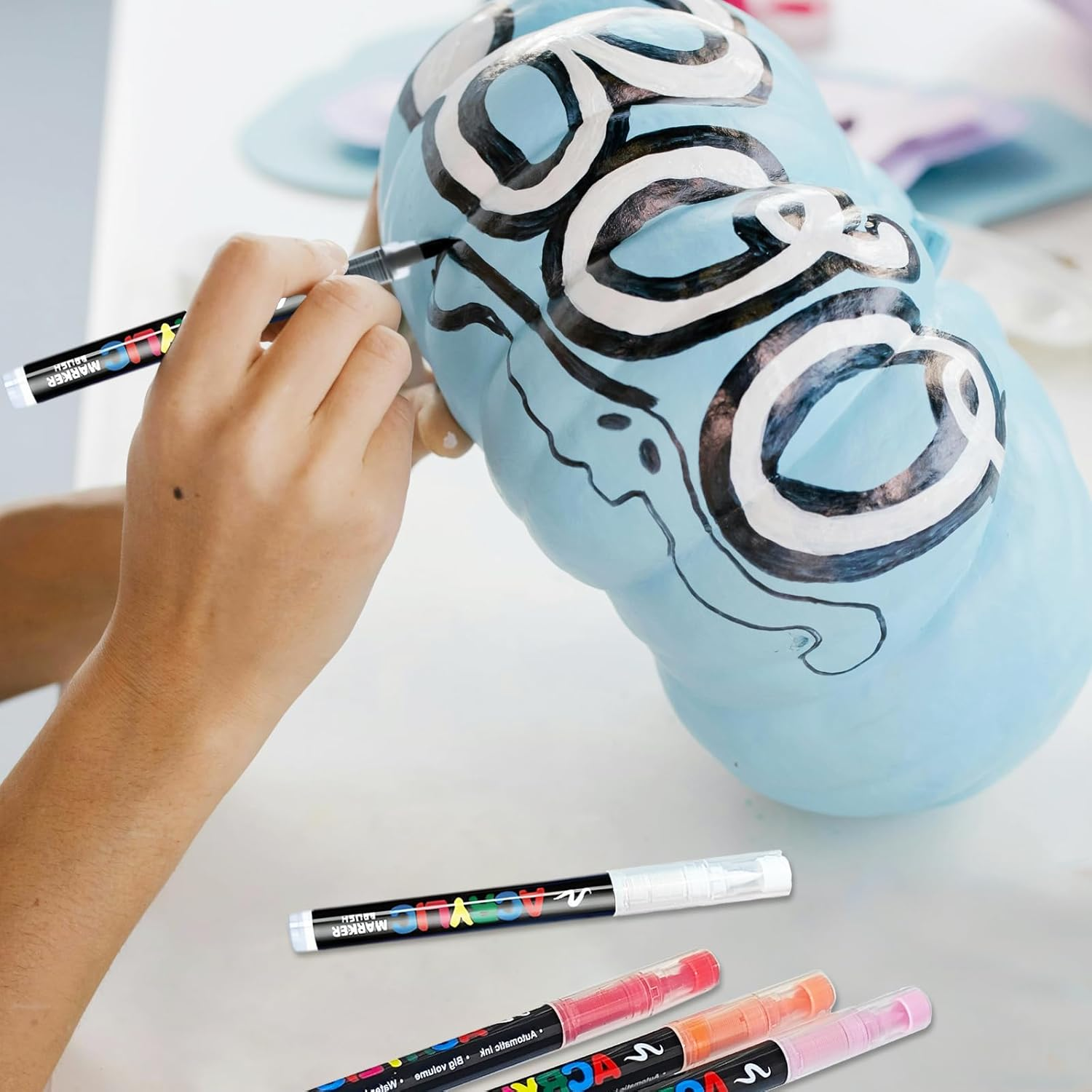 72 Colors Acrylic Paint Pens - Soft Brush Tip Acrylic Markers, Quick-Drying Waterproof Acrylic Paint Markers for Canvas, Wood, Metal, Ceramic, Stone, Egg, Rock Painting and DIY Art Crafting image number 3