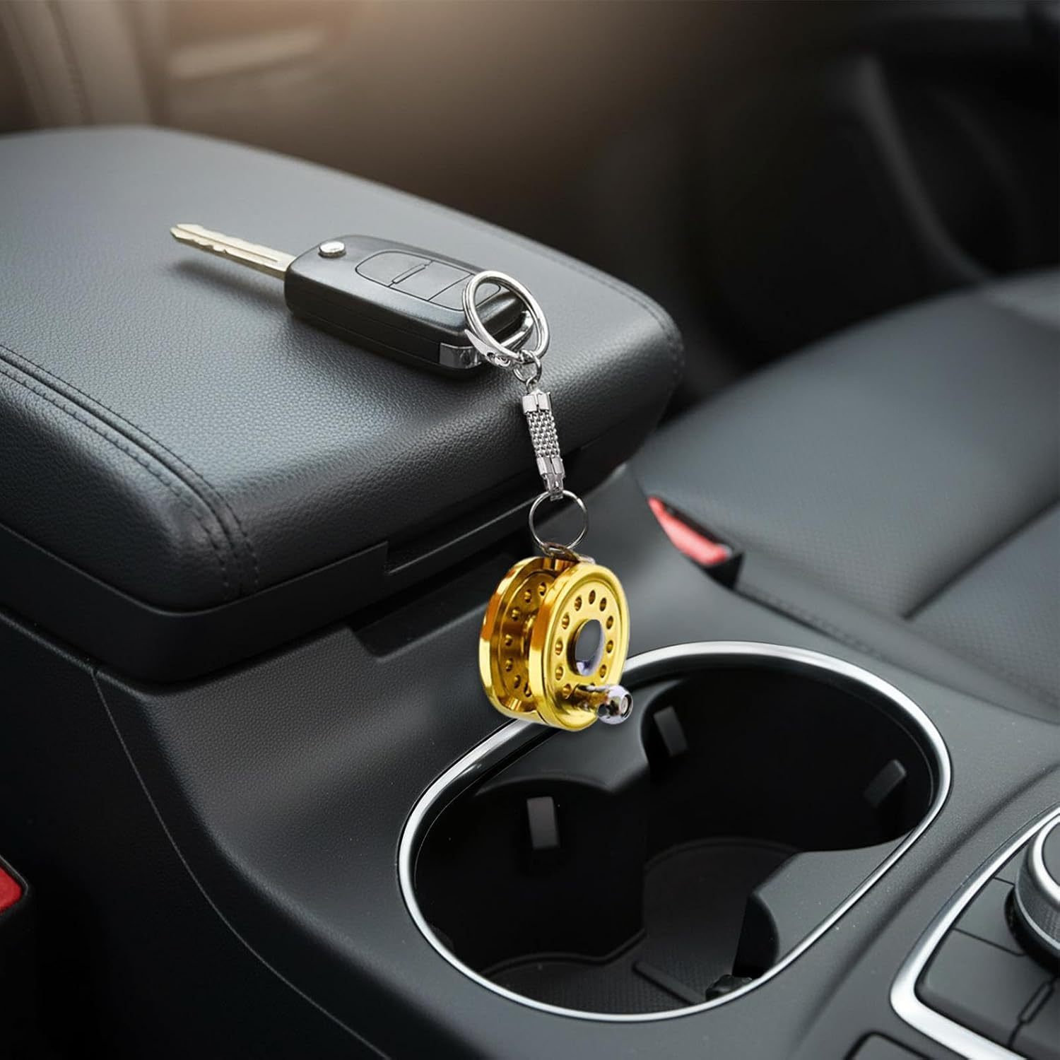 Bag Charm,Fishing Reel Metal Key Chain - Drum Wheel Keychain Bag Pendant | for Wallet Luggage Purse Phone Handbag Home Car Travel Party Office School Angler Women Men image number 1