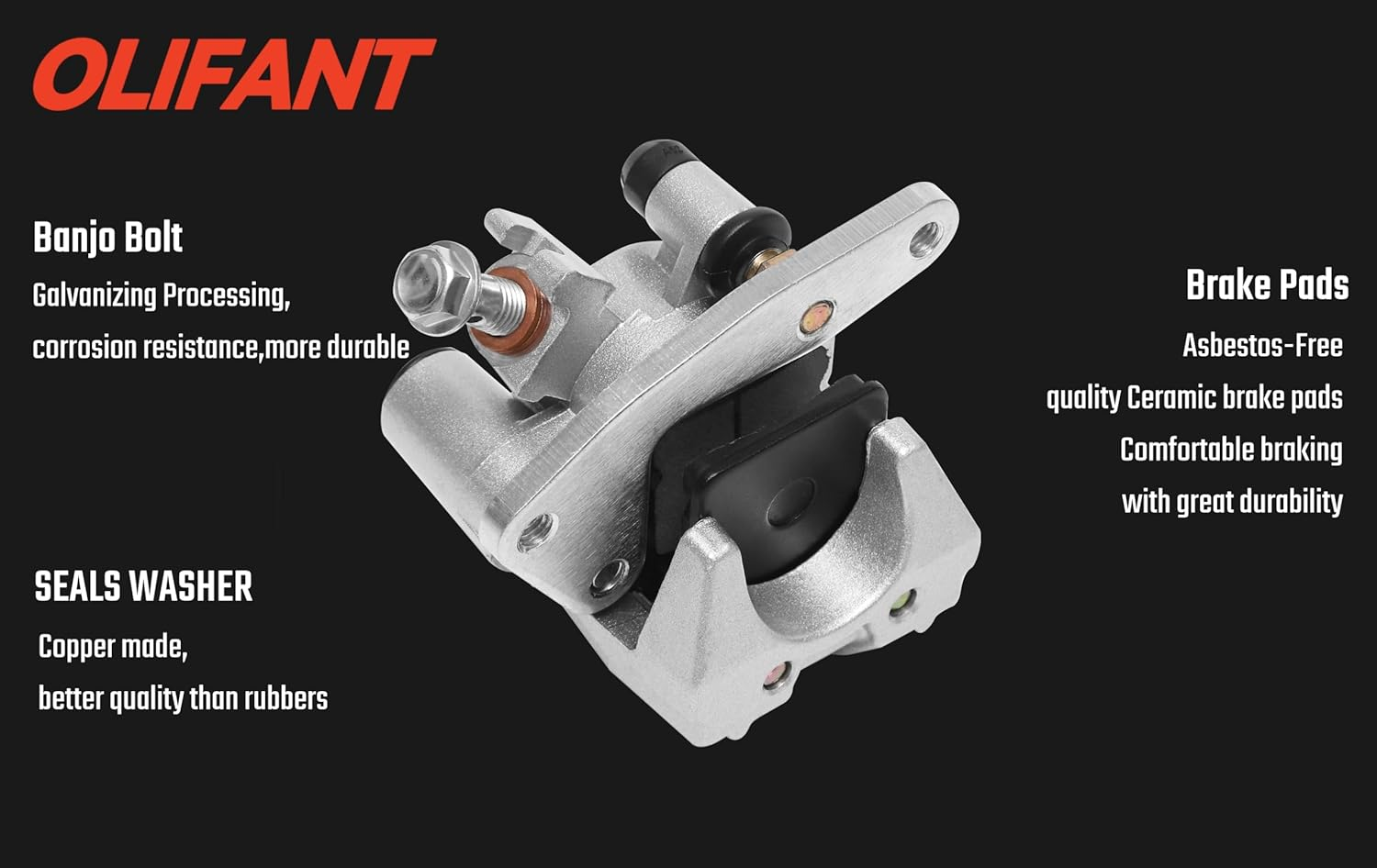 Front Brake Caliper for Yamaha Big Bear 250 350 400 Banshee Grizzly 660 Kodiak 400 450 Raptor 350 Warrior Wolverine YFM 125 YFM 250 YFM 350 YFM 400 450 660 image number 4