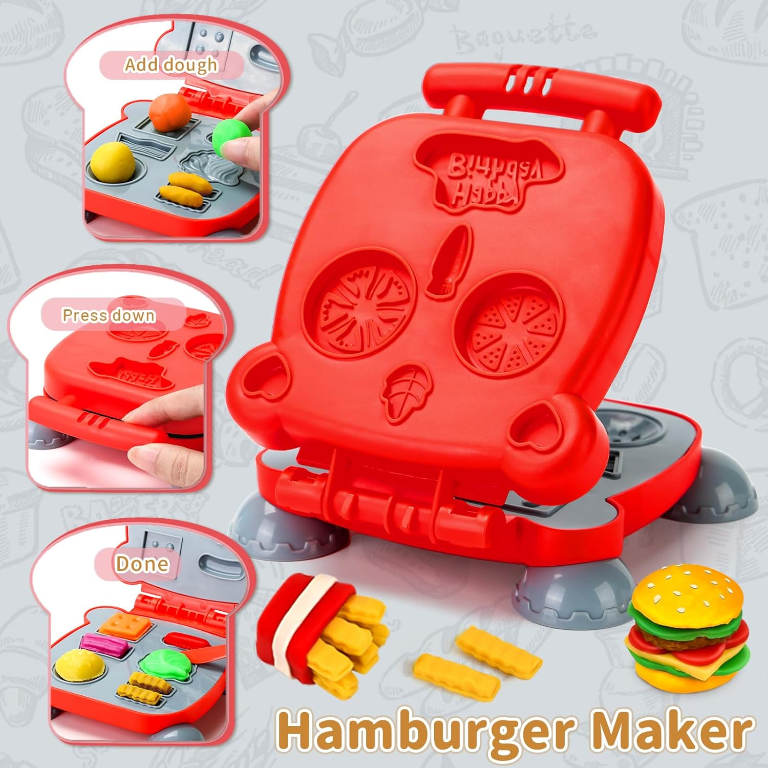 Calfqueen 3 in 1 Playdough Arts & Crafts Supplies Kids Toys, Playdough Kitchen Toys with Clay Tools, Kids Craft Set for 3 4 5 6 Year Old Boys Girls Gifts, Age 8-10 image number 3