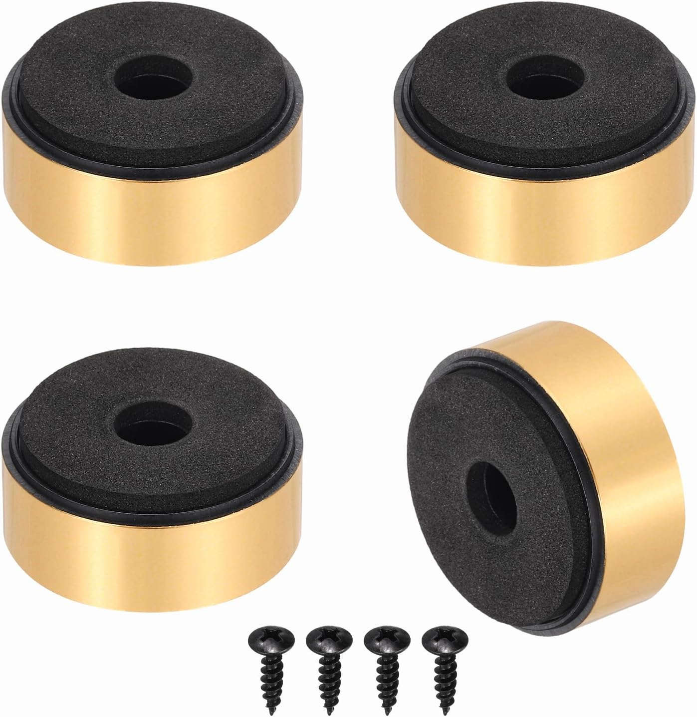 Sourcing Map 4 Pcs Speaker Isolation Feet,35Mmx15Mm Plastic Foam Shock Absorption Base Pad anti Vibration Amplifier Stand Feet Mat for Audio CD Hifi Home Theater Sound System, Gold image number 3