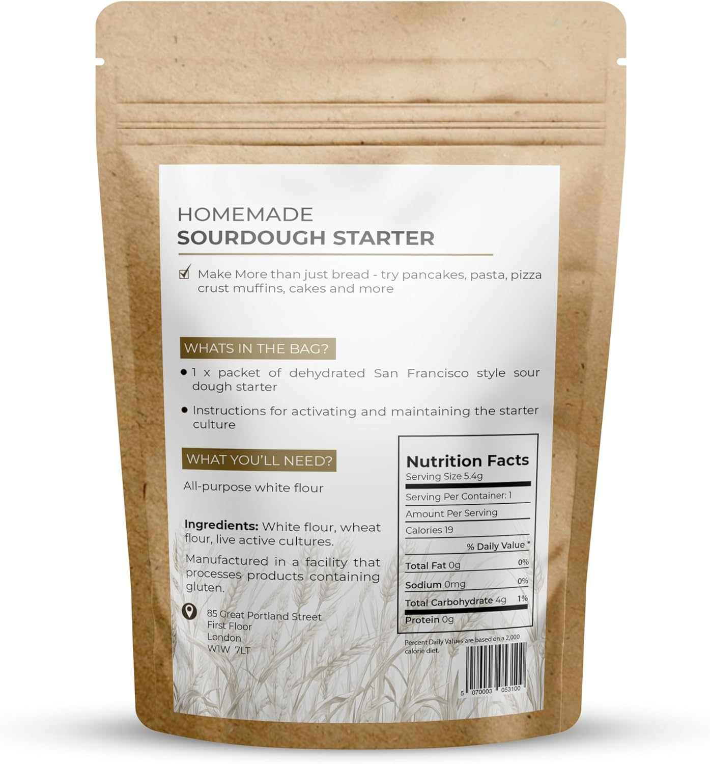 Dough Dough at Home Sour Dough Starter San Francisco Style Dehydrated Starter Healthy Food (15.4 G) (Pack of 1, White Flour) image number 3