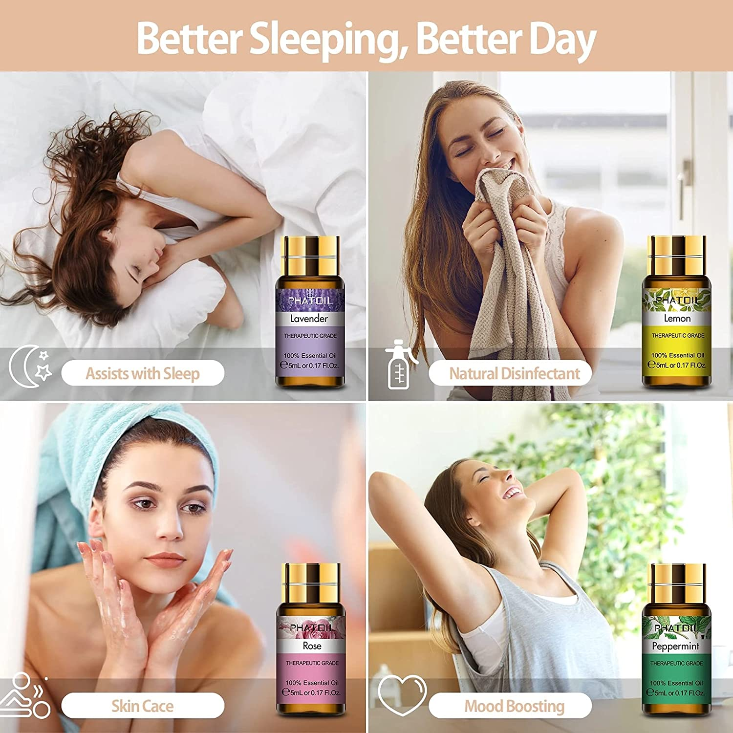 PHATOIL Essential Oils Top 15 Gift Set - Pure Essential Oils for Diffuser, Humidifier, DIY Candle and Scented Products Making, Aromatherapy - 5Ml/Bottle image number 6