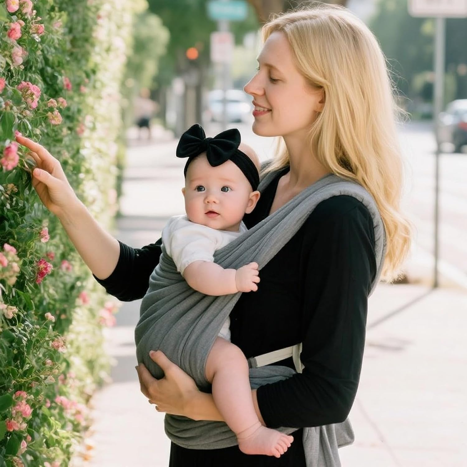 Baby Wrap Carrier All-In-One Hands-Free Baby Carrier Adjustable Lightweight Newborn Wrap Toddler Sling Baby Hip Carrier for Newborns and Toddlers image number 1