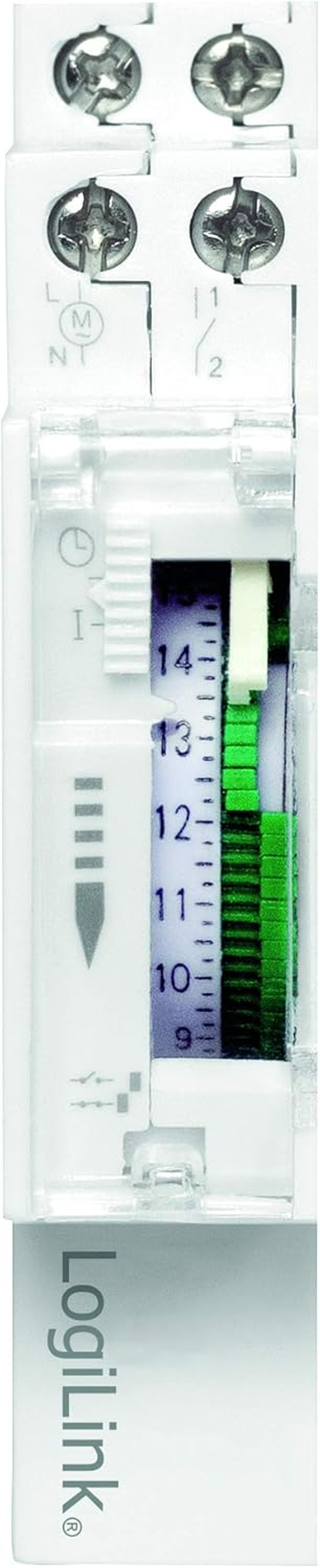 Logilink ET0009 Din-Rail Mechanical Timer for Easy Switching of E.G. Neon Lights, Water Heaters, Lanterns, Irrigation Systems, Etc, IP20 Protection, Multi-Coloured, 138Mm image number 3