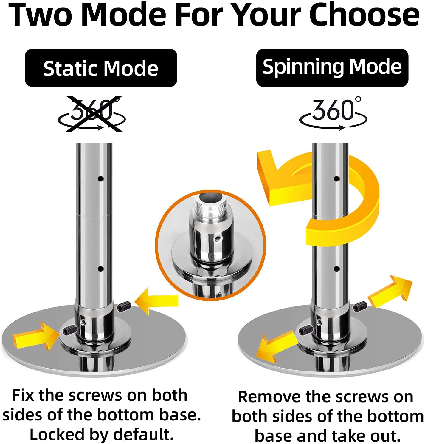 PRIOR FITNESS Premium Dance Pole Removable 45Mm Spinning & Static Dancing Pole Heavy-Duty Steel Pole Dancing Pole, Adjustable Height Professional Grade Excellent for Home Exercise Club Gym image number 5