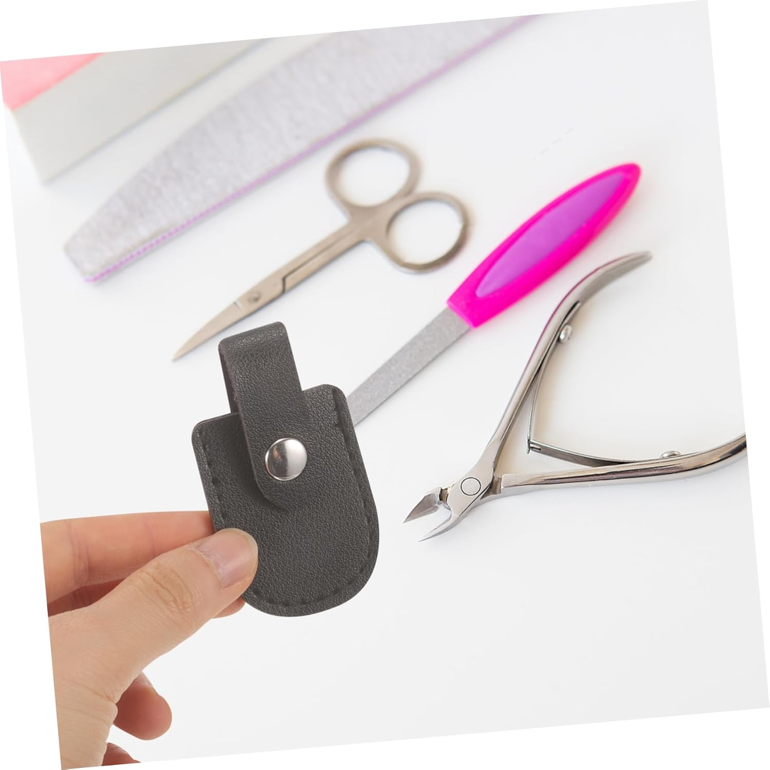 Ipetboom Pu Protective Nail Nipper Cover Sleeve for Manicure and Pedicure Tools Universal Cuticle Scissors Handle Storage Pouch Black Nail Scissor Case at Home and Salon image number 1
