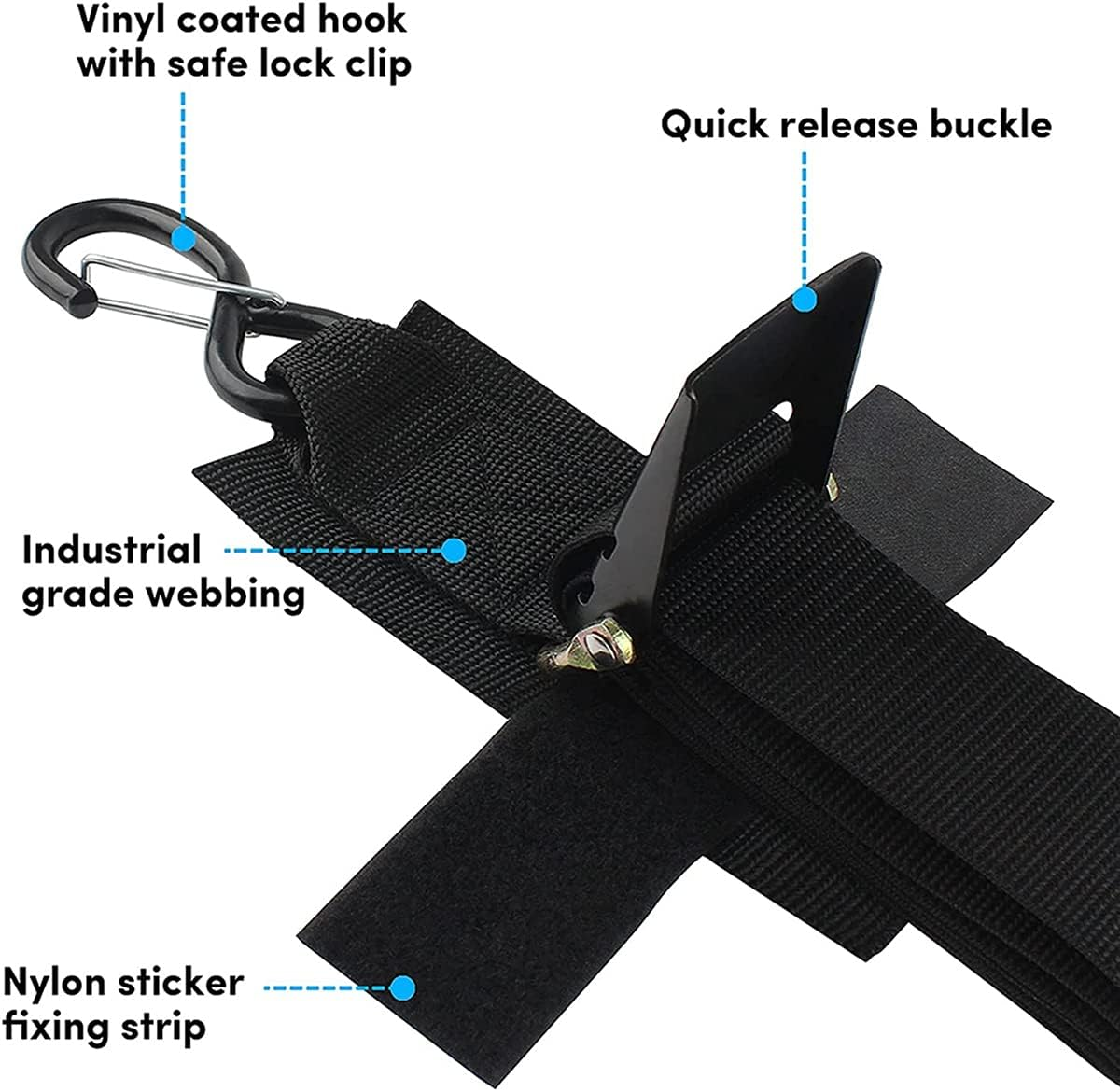 2-Pack Boat Trailer Transom Tie-Down Straps,2In X 4Ft Adjustable Transom Straps with Quick Release Buckle image number 2