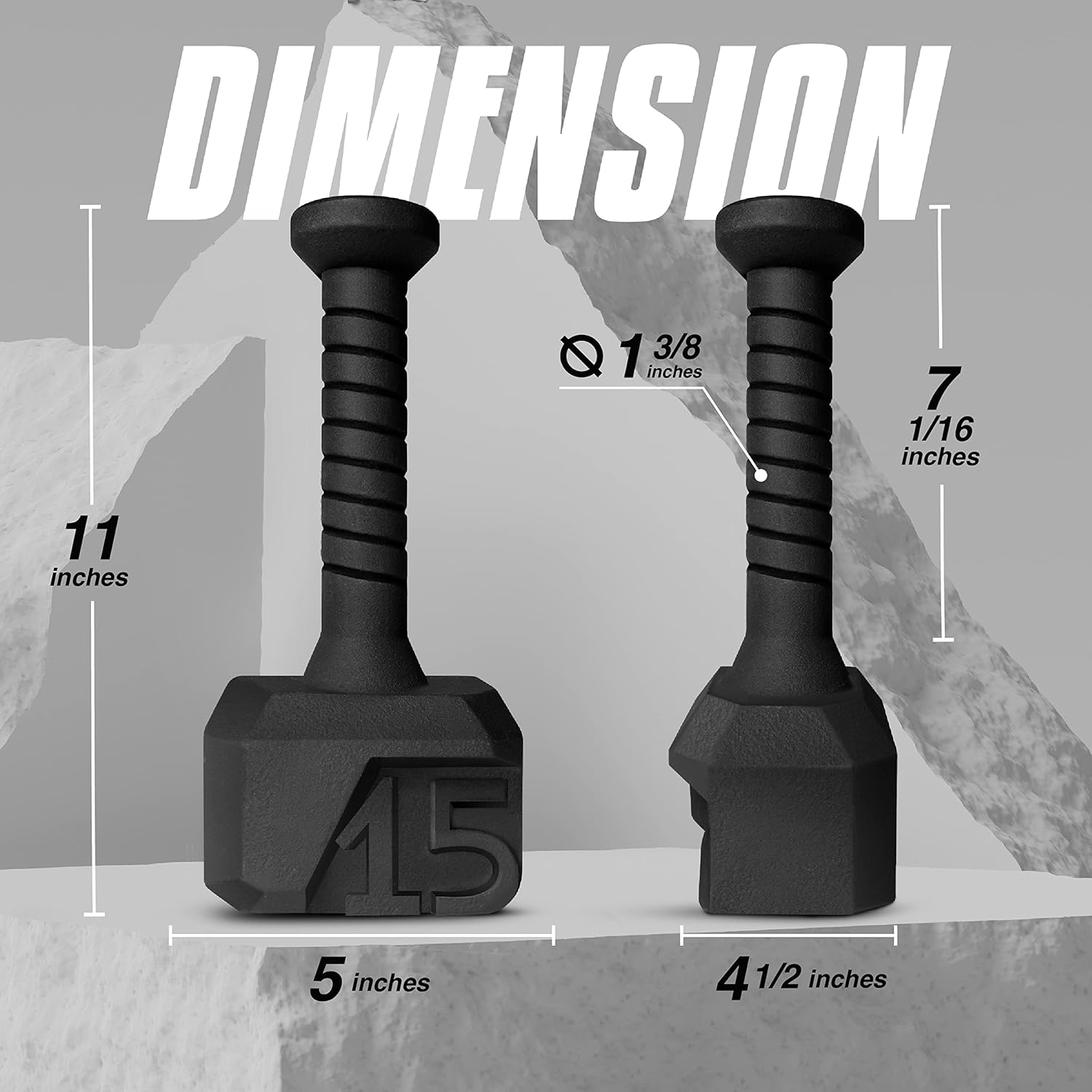 Yes4All Hammer Kettlebells 15, 25, 35 Lbs - Cast Iron Weights anti Slip Powder Coated Handle - Workout Strength Training Gym Equipment, Weightlifting - I.35Lb - Single image number 2