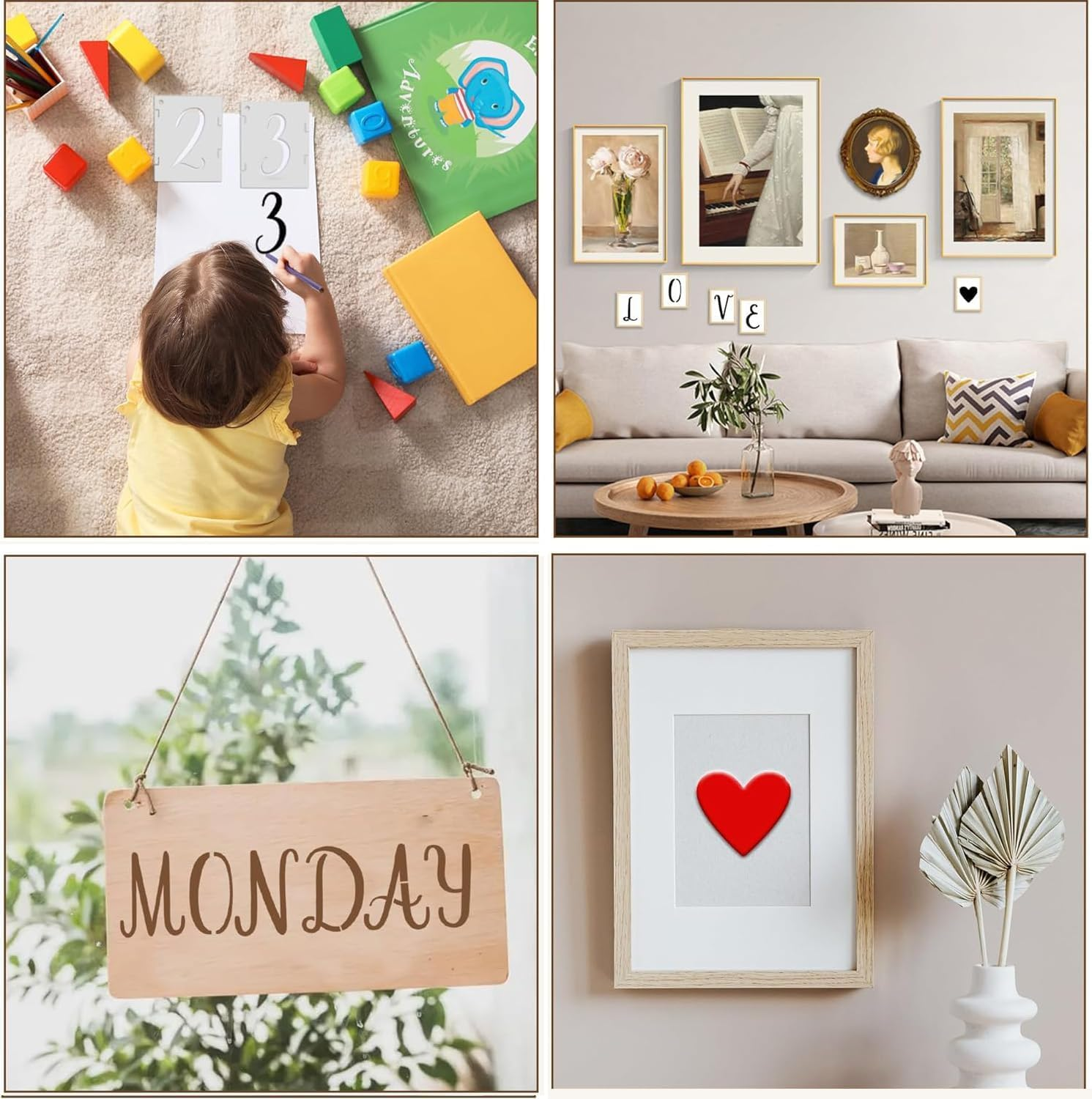 Letter Stencils, 42PCS Large Alphabet Stencils Letters, Reusable Spray Paint, Plastic Letter and Number Templates for Wall Painting DIY Art Projects Decoration image number 2