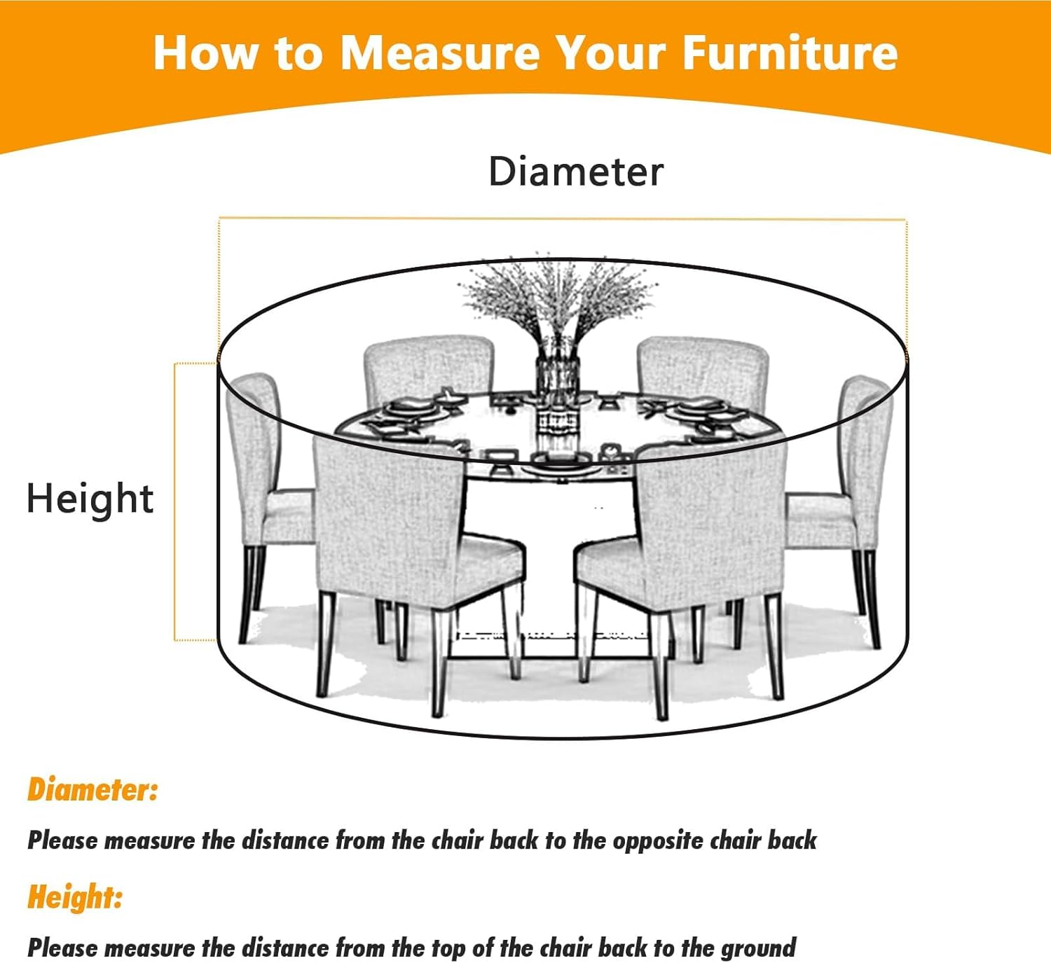 KALINCO Patio Furniture Covers, Heavy Duty 420D Outdoor Furniture Cover Waterproof, Outdoor Table and Chair Set Cover Wind Dust Proof (Black, Round: 280&times;71Cm) image number 6