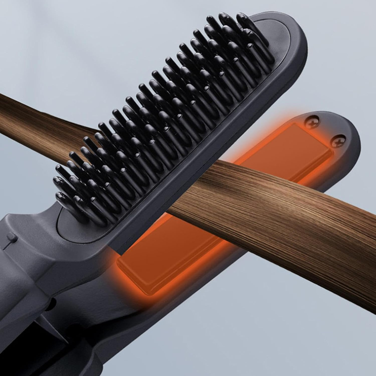 Hair Straightener Brush Cordless | Travel Flat Iron for Hair | Portable Straightening Brush for Women, Negative Ion Straightener Comb, 2-In-1 Curling Iron Brush