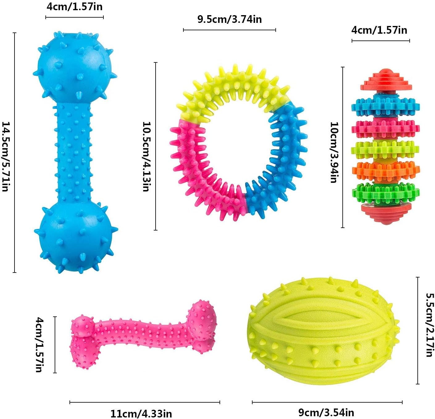 Comius Sharp Puppy Dog Teeth Toy, 5 Piece Teeth Cleaning Dog Chew Toy for Small, Medium Dog Breeds, Interactive Silicone Dental Care Dental Chew Toy for Training image number 1