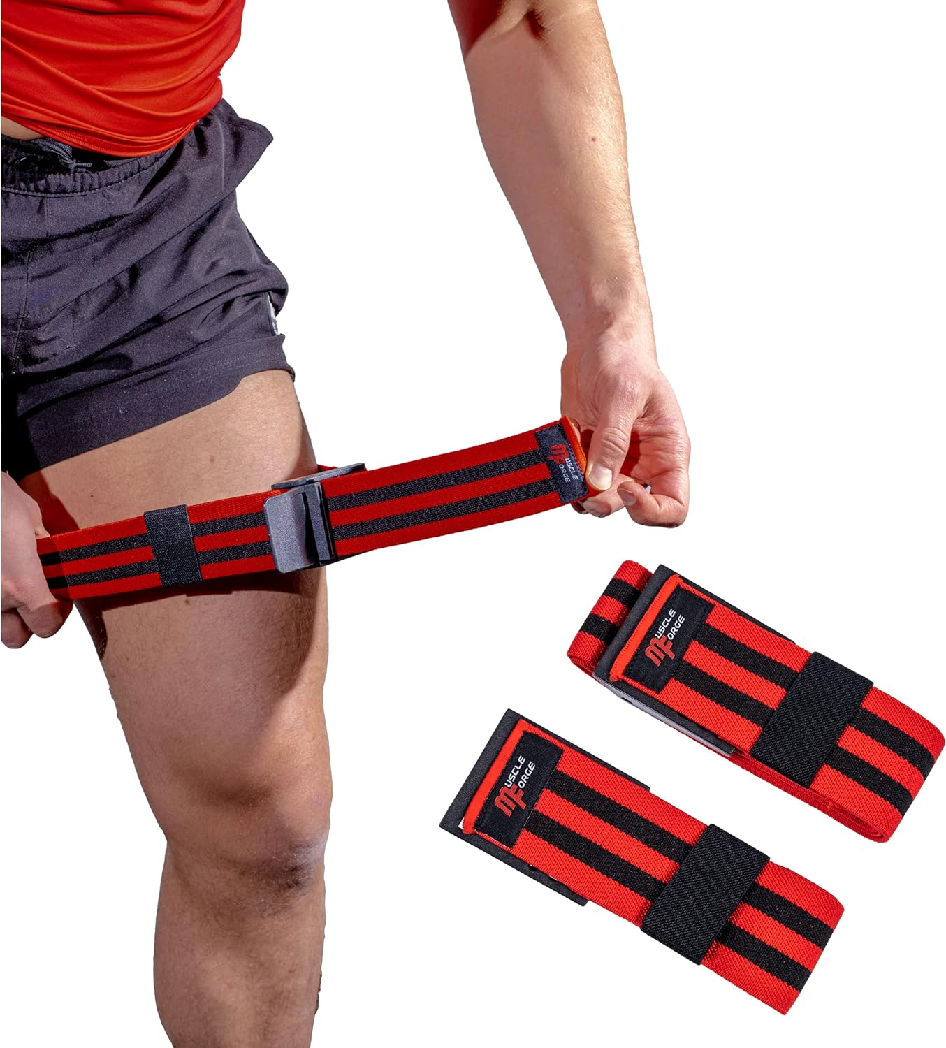 Muscleforge Blood Flow Restriction Bands, 2X Occlusion Bands for Legs, Elastic Bands with Buckle Fasteners for Muscle Building and Pump, BFR Cuffs image number 2
