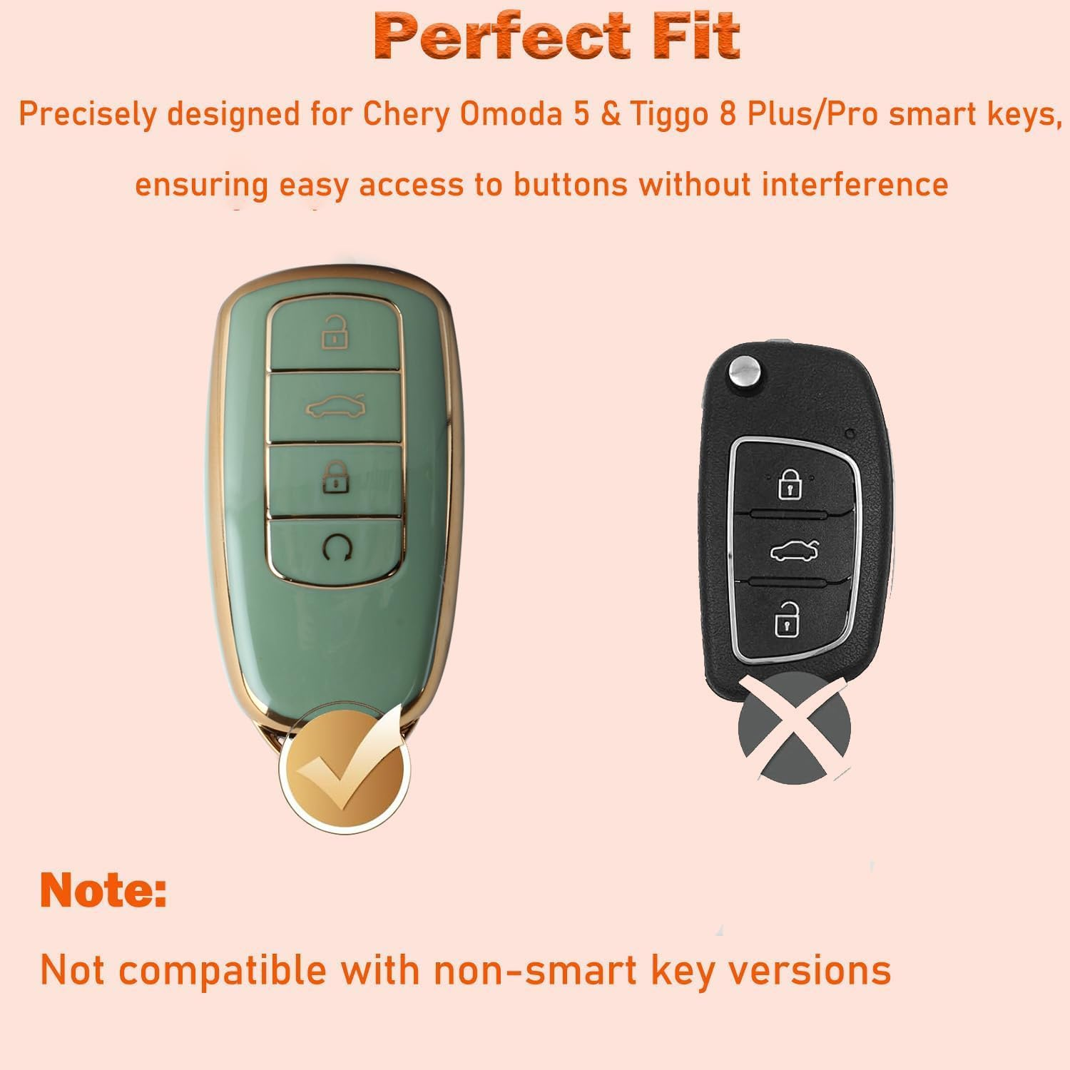Durable Car Smart Key Fob Case Cover, Premium TPU Protective Case Compatible Chery Omoda 5 Tiggo 8 Pro Universal Car Accessories Key Protection Shell for Chery Automobile (Green) image number 2