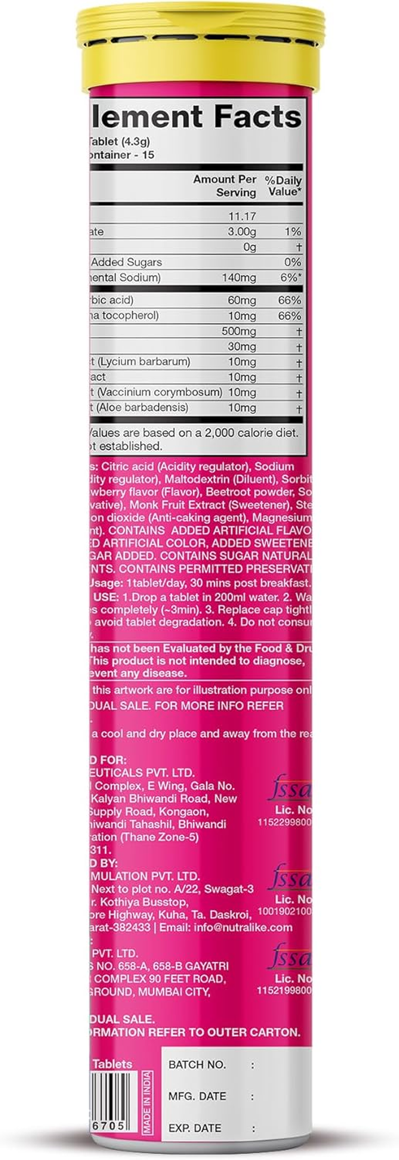 PLIX Glutathione Skin Glow 90 Effervescent Tablets 500Mg for Clear and Youthful Skin | Reduces Pigmentation, Fades Dark Spots, Hydrates Skin | Pack of 6, Strawberry Flavour image number 1