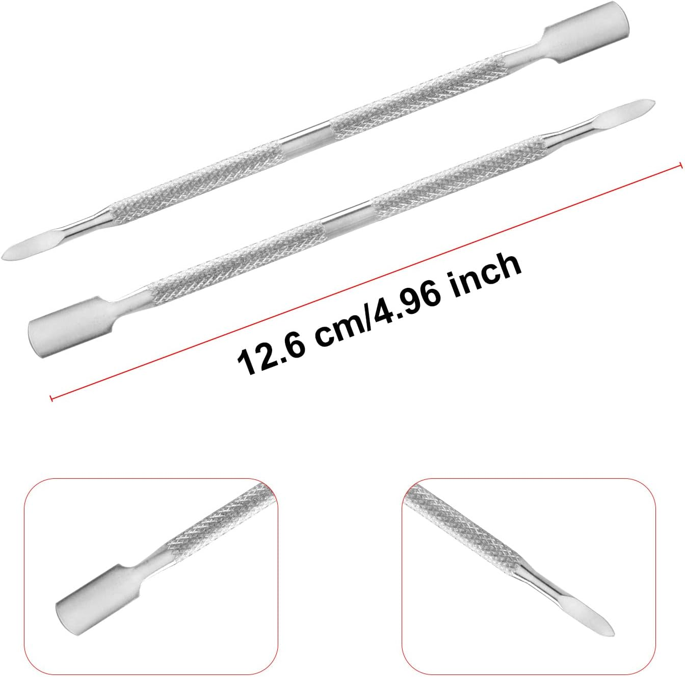4PCS Cuticle Pusher and Cuticle Trimmer Stainless Steel Cuticle Remover Tool for Nail Exfoliation,Gel Nail Removal Cuticle Pusher Set,Cuticle Cutter for Fingernail and Toenails image number 2