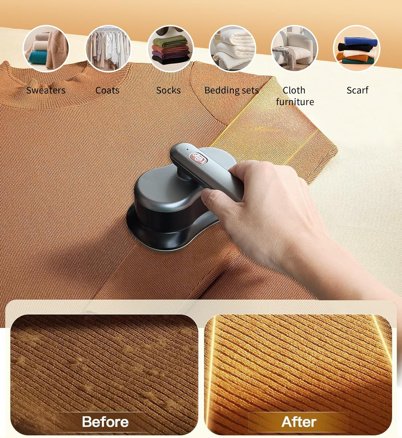 Aricvort Fabric Shaver and Lint Remover, Rechargeable Portable Fabric Shaver, Black image number 4