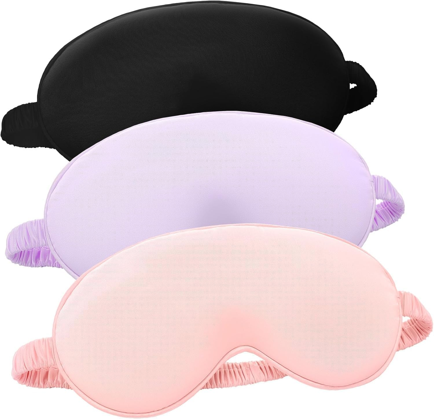 Silk Satin Travel Blackout Eye Mask with Elasticated Strap, 3 Pcs Silk Sleep Mask Eyes Masks, Sleeping Satin Blackout Eye Mask for Night Sleep and Travel image number 2