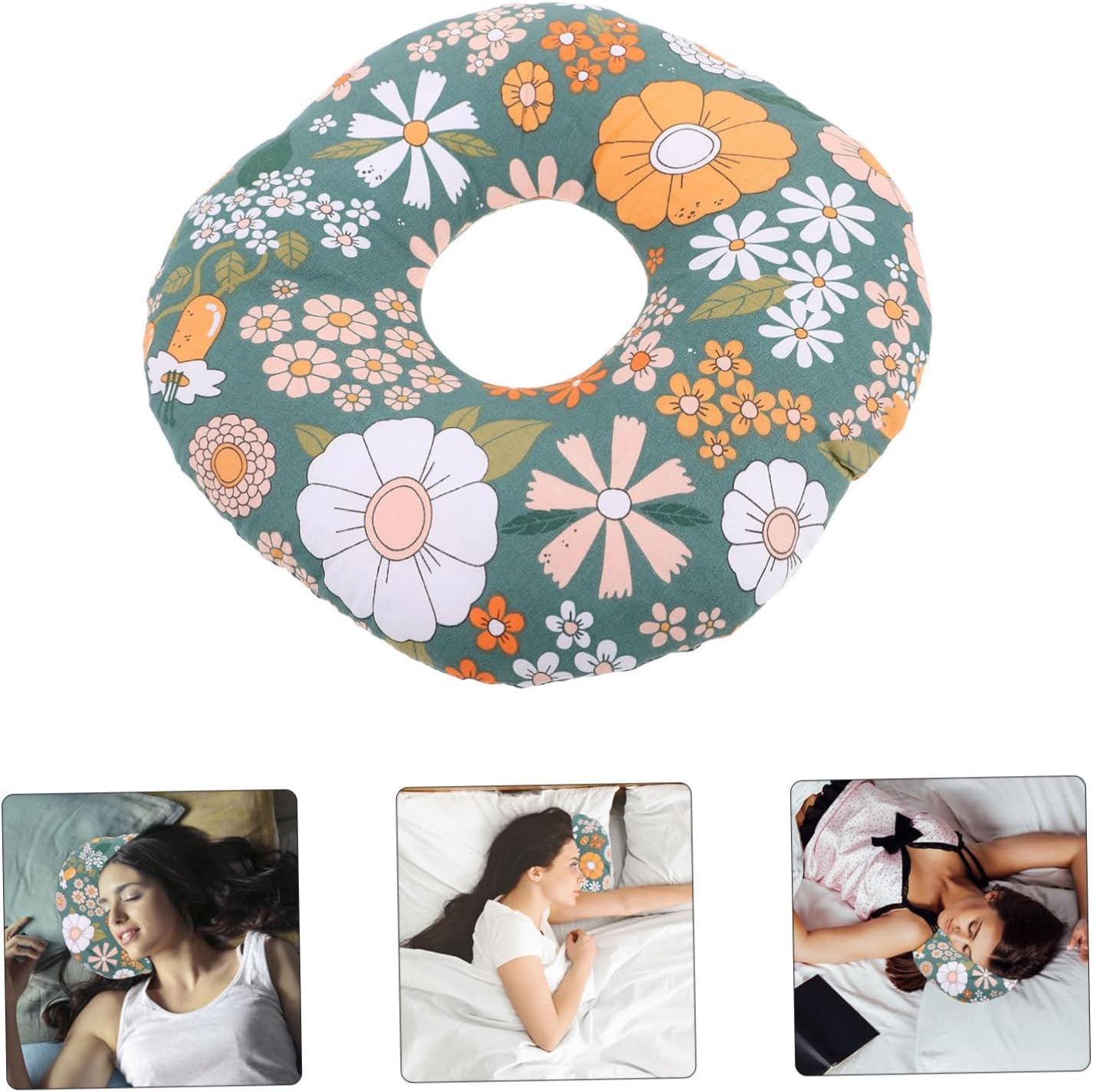 CONGARTENO Donut Piercing Pillow with Hollow Design Comfortable Ear Support for Memory Ear Protector for Post-Piercing Recovery Washable and Easy to Clean for Travel and Home Use