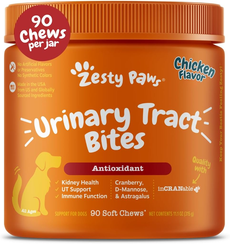 Zesty Paws Cranberry for Dogs - Ut Incontinence Support + Immune Health Dog Antioxidant - Urinary Tract UTI & Kidney + Bladder Support - D-Mannose + Organic Marshmallow & Licorice - 90 Chew Treats image number 5