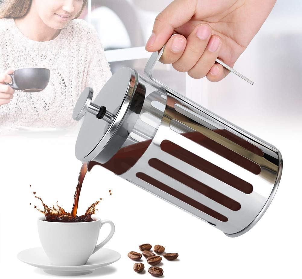Haofy Thickened Borosilicate Stainless Steel Glass French Press Filter Coffee Pot Household Coffee & Tea Maker Pot Percolator, Brewer with Superior Filtration (350ML) image number 2