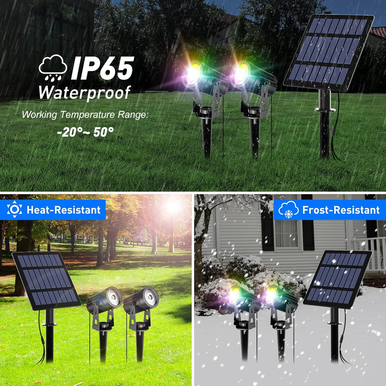 T-Sun Solar Spotlight, 2-In-1 Solar Landscape Lights Colour Changing, Dusk-To-Dawn IP65 Waterproof Solar Garden Spot Lights, 2 Lighting Modes Security Wall Lighting for Lawn, Patio, Yard image number 1