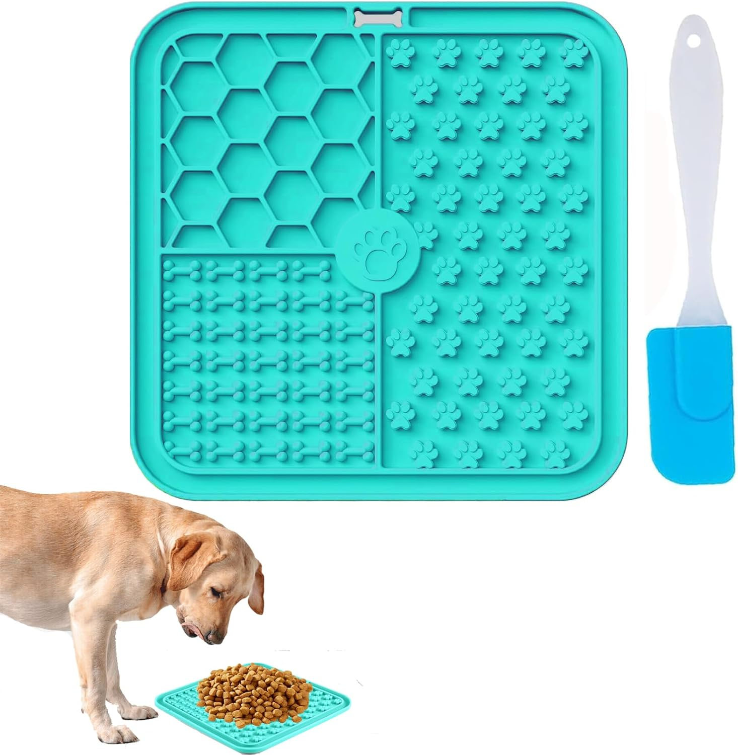 JIEYUCHU Dog Lick Mat, Premium Dog Bowl, Lick Mat for Dogs for Bathing, Mat Slow Feeder for Dogs and Cats with Suction Cup and Silicone Spatula, Easy to Clean (Green)