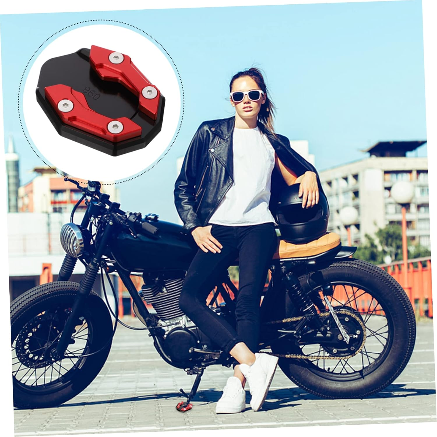 Motorcycle Kickstand Enlarger Pad Nmax155 Foot Side Stand Pad Kickstand Support Plate - Blue image number 4