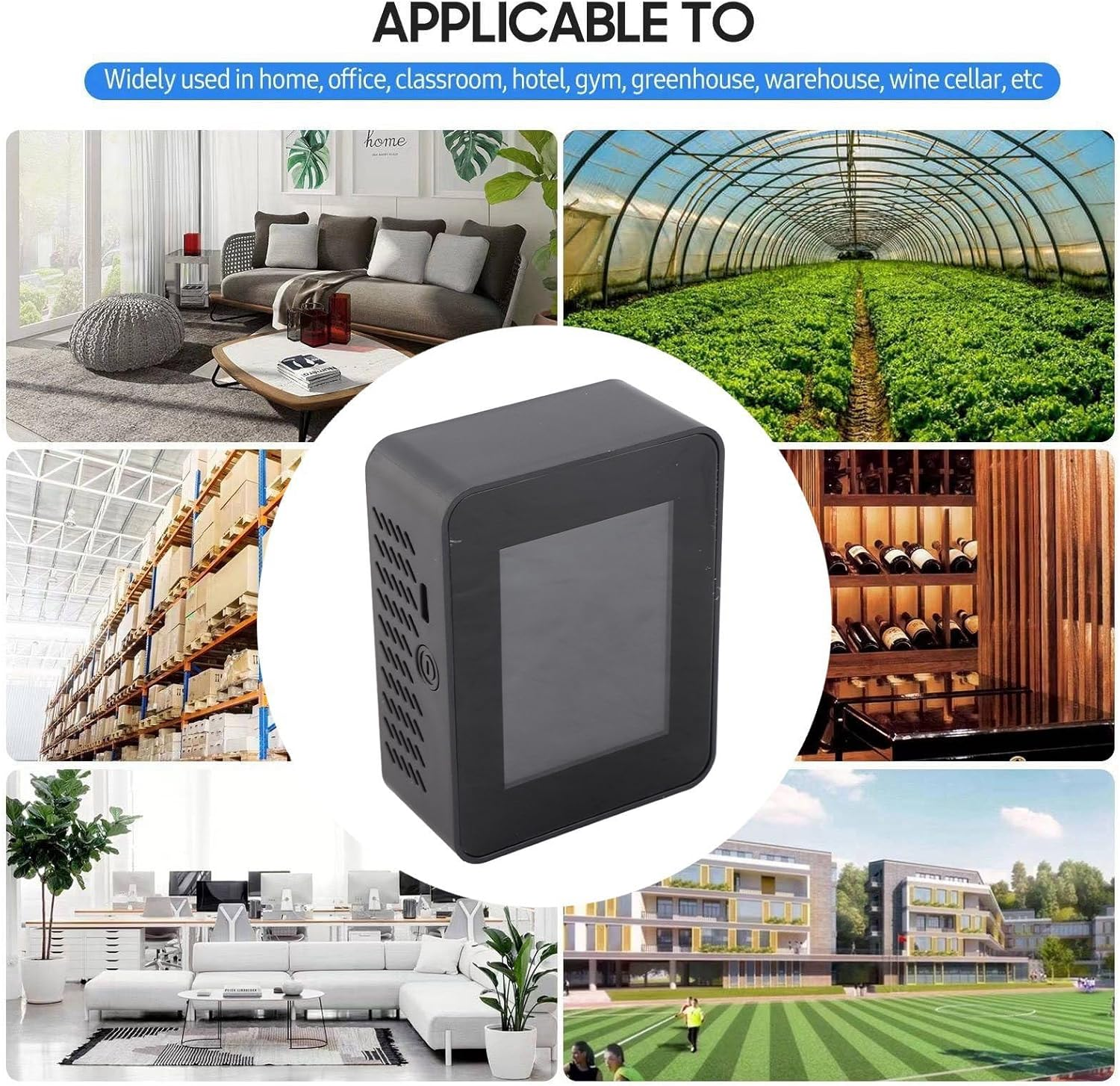 Air Quality Detector, Air Quality Monitor Indoor, Black CO2 Carbon Dioxide Detector LCD TVOC HCHO Temperature Humidity Air Quality Meter image number 1