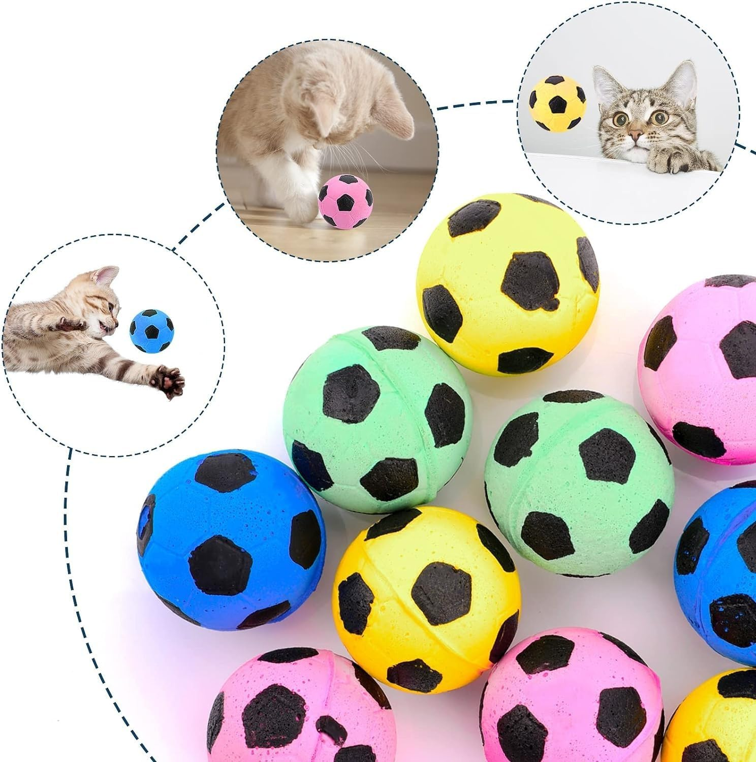 CHUANGOU Pack of 12 Football Cat Balls, Interactive Petball for Indoor Use, for Indoor Kittens. image number 1