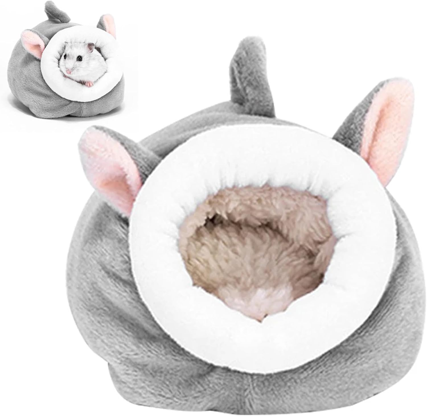 Hamster Bed Warm Hamster Hammock Comfortable Guinea Pig Bed Soft Plush Guinea Pig Hideout with Removable Cotton Pad Hangable Small Animal Cave for Small Pet image number 1