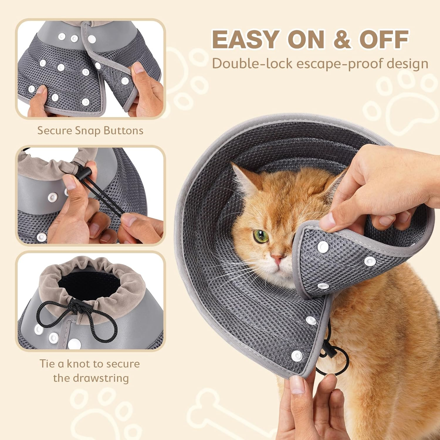 Avont Cat Cone Collar Soft to Stop Licking, Adjustable Foldable Lightweight Kitten Recovery Collar after Surgery for Small Dogs, Elizabeth Cone of Shame Alternative -Darkgrey(S) image number 6