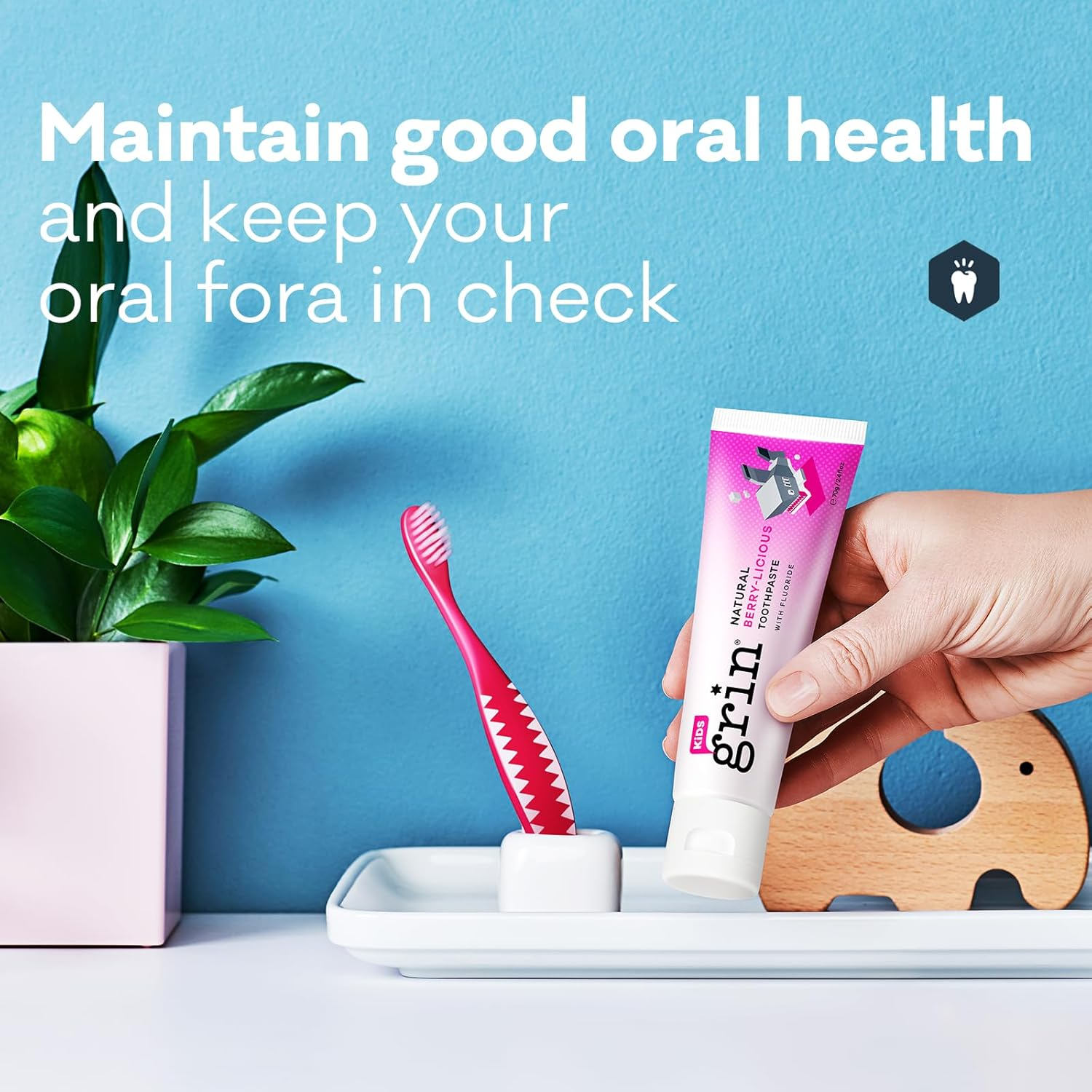 Grin Kids Natural Berry-Llicious Toothpaste with Fluoride 70G image number 3