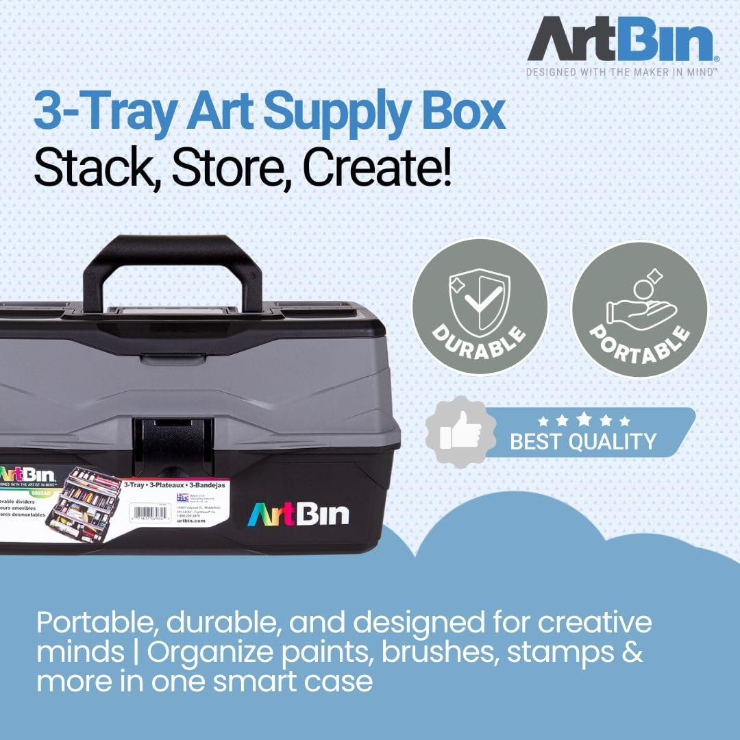 Artbin 6893AG One Tray Art Supply Box, Large, Gray, Small/Tall image number 1